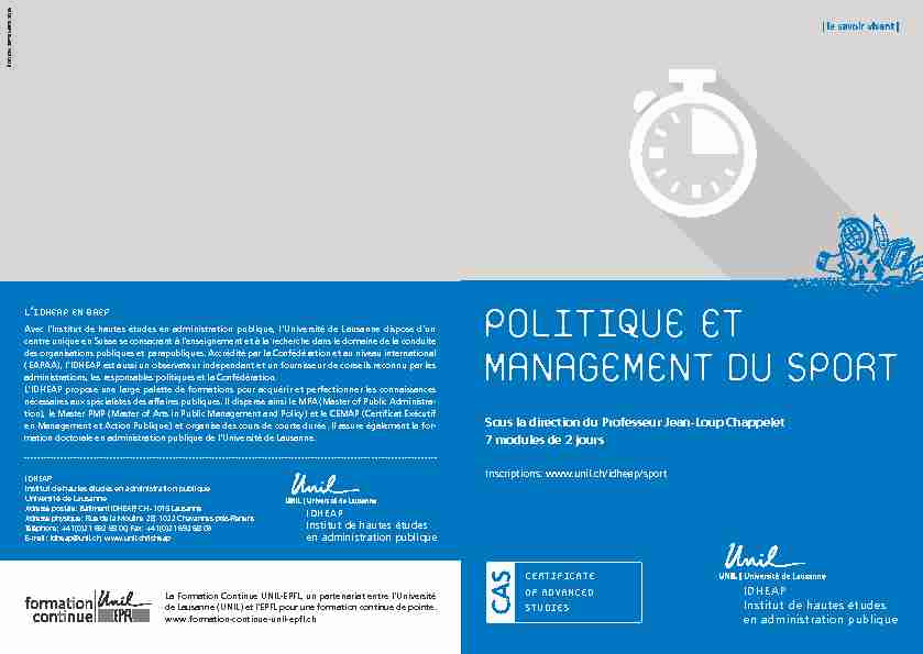 [PDF] POLITIQUE ET MANAGEMENT DU SPORT - Citec