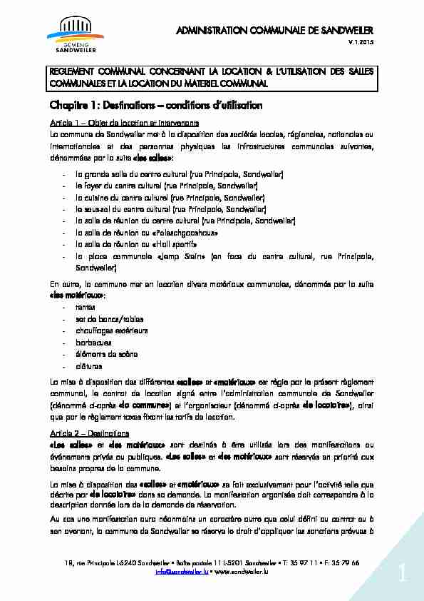 [PDF] Chapitre 1: Destinations – conditions dutilisation - Commune de
