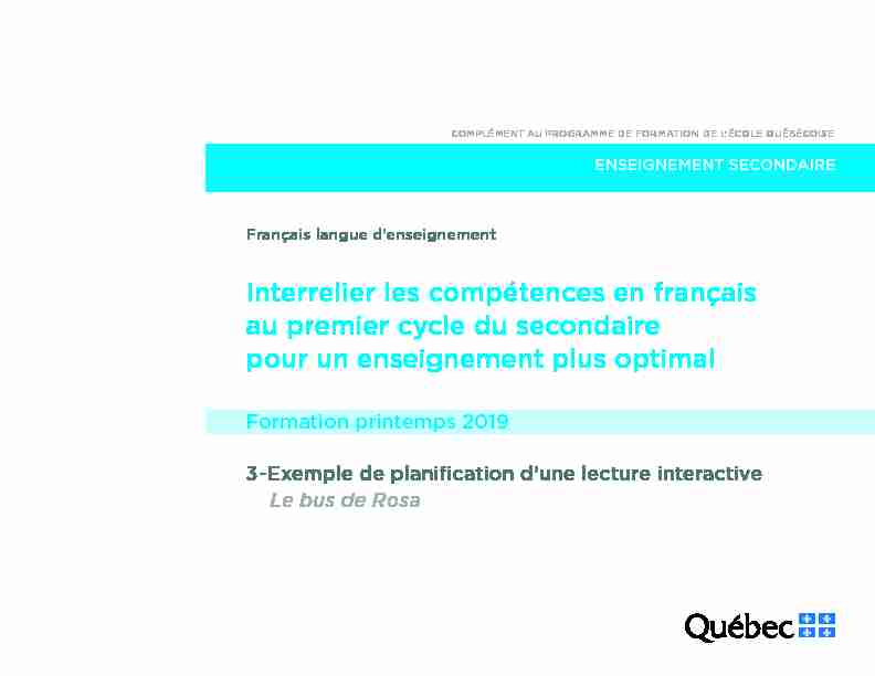 pdf Interrelier les compétences en français au premier cycle du