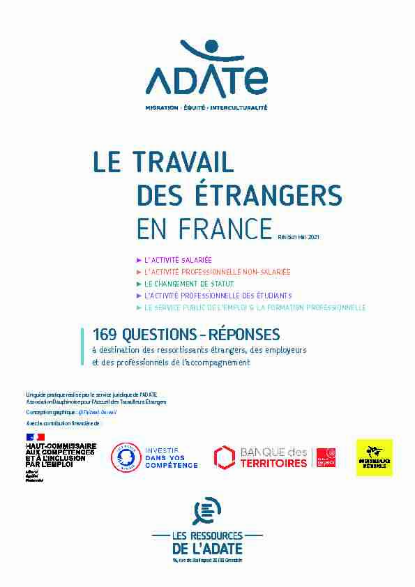 Le travaiL des étrangers en France Révision Mai 2021