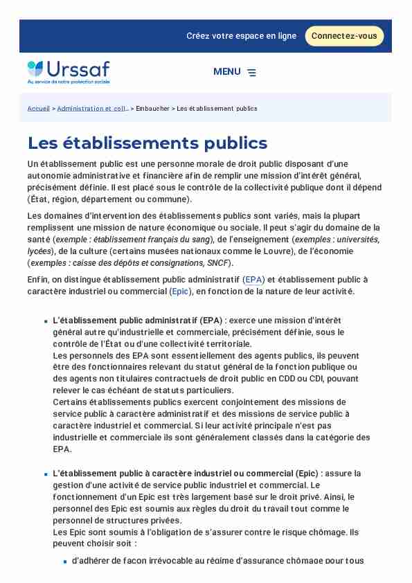 Les établissement publics - Urssaf.fr