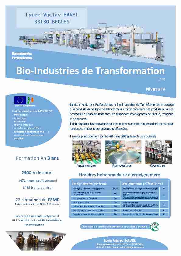 Bio-Industries de Transformation