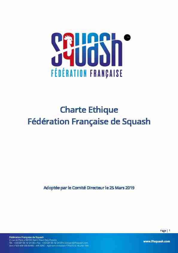 Charte Ethique Fédération Française de Squash