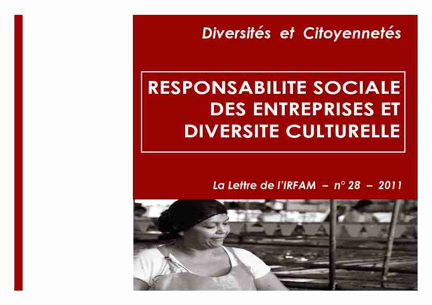 [PDF] RESPONSABILITE SOCIALE DES ENTREPRISES ET  - IRFAM