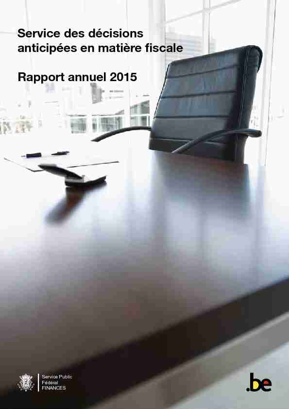 Service des décisions anticipées en matière fiscale Rapport annuel