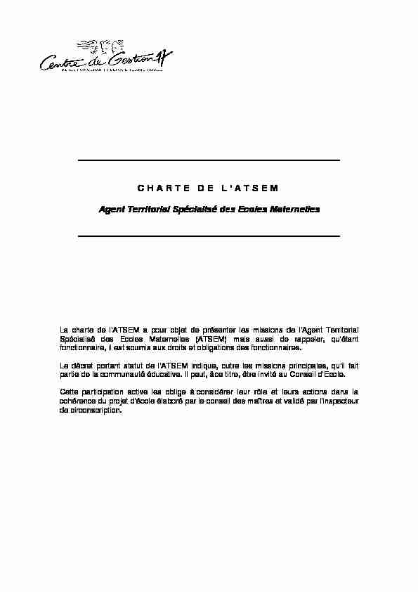 CHARTE DE LATSEM Agent Territorial Spécialisé des Ecoles