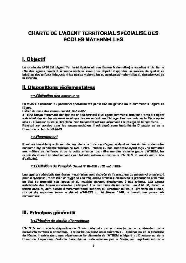 Charte de lATSEM (Agent Territorial Spécialisé des Écoles