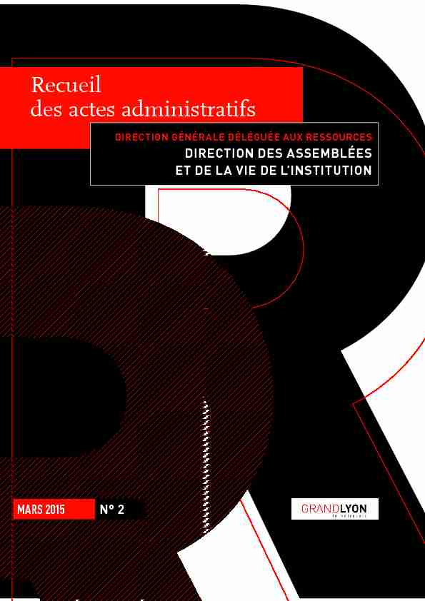 Recueil des actes administratifs de la Métropole de Lyon - Mars 2015