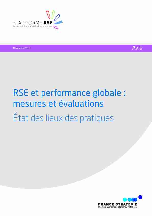 [PDF] RSE et performance globale : mesures et  - France Stratégie