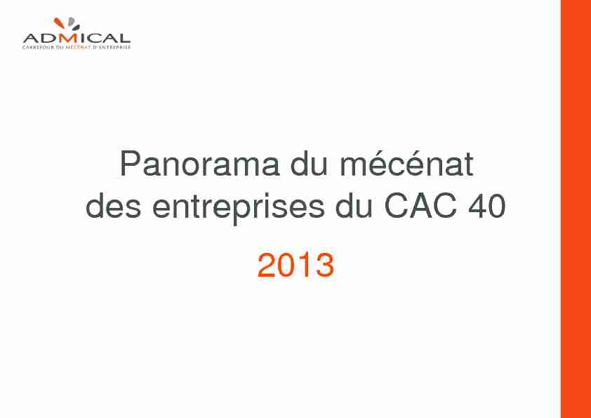 Panorama du mécénat des entreprises du CAC 40 2013