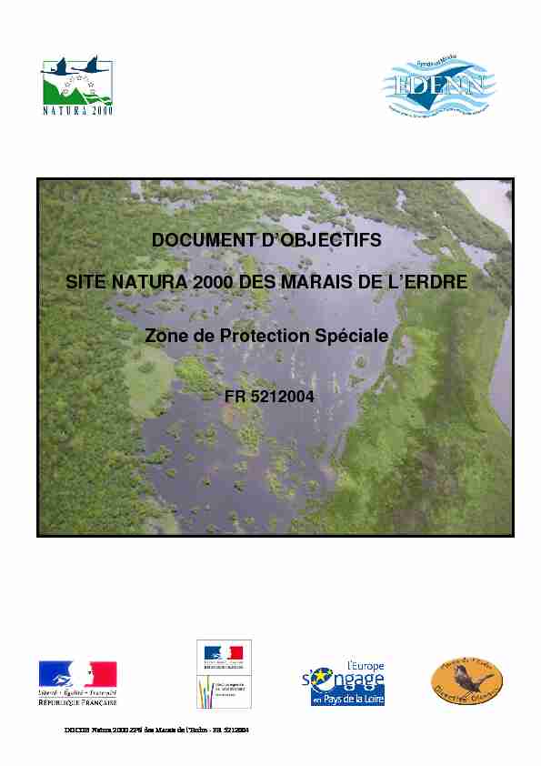 DOCUMENT DOBJECTIFS SITE NATURA 2000 DES MARAIS DE L