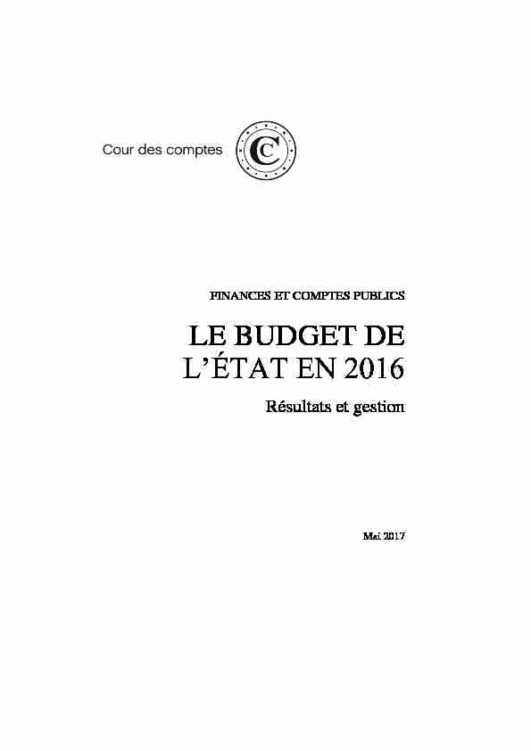 Le budget de lÉtat en 2016 (résultats et gestion)