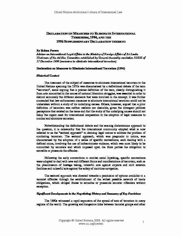 Declaration on Measures to Eliminate International Terrorism 1994
