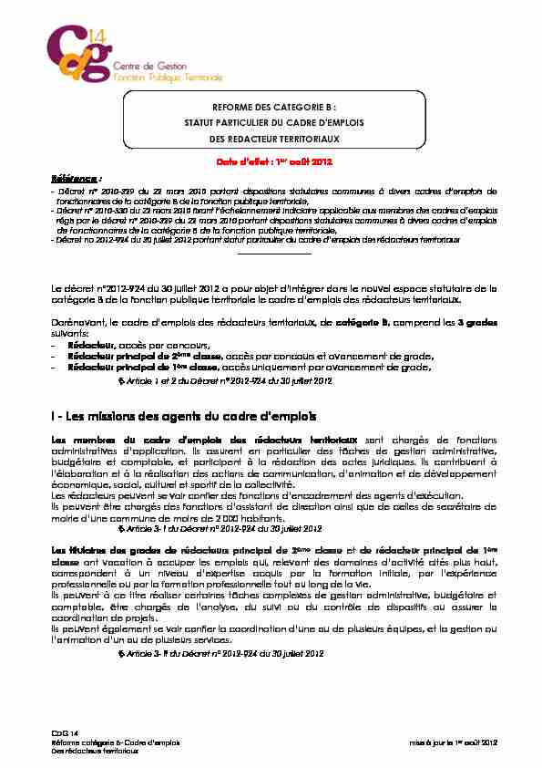 [PDF] I - Les missions des agents du cadre demplois - CDG14