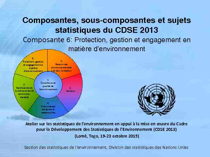 Composantes sous-composantes et sujets statistiques du CDSE 2013