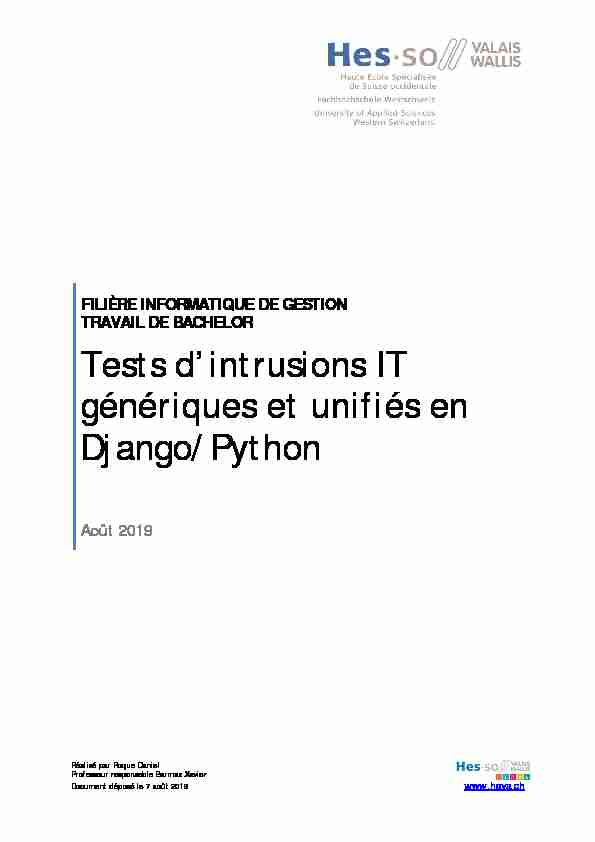 Tests dintrusions IT génériques et unifiés en Django/Python