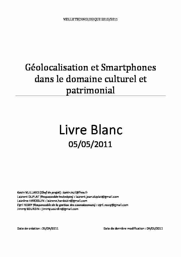 [PDF] Géolocalisation et Smartphones dans le domaine culturel et