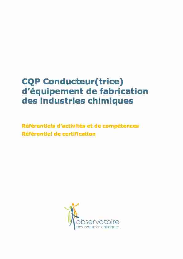 CQP Conducteur(trice) déquipement de fabrication des industries