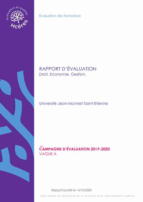 Rapport dévaluation - Université Jean-Monnet Saint-Etienne