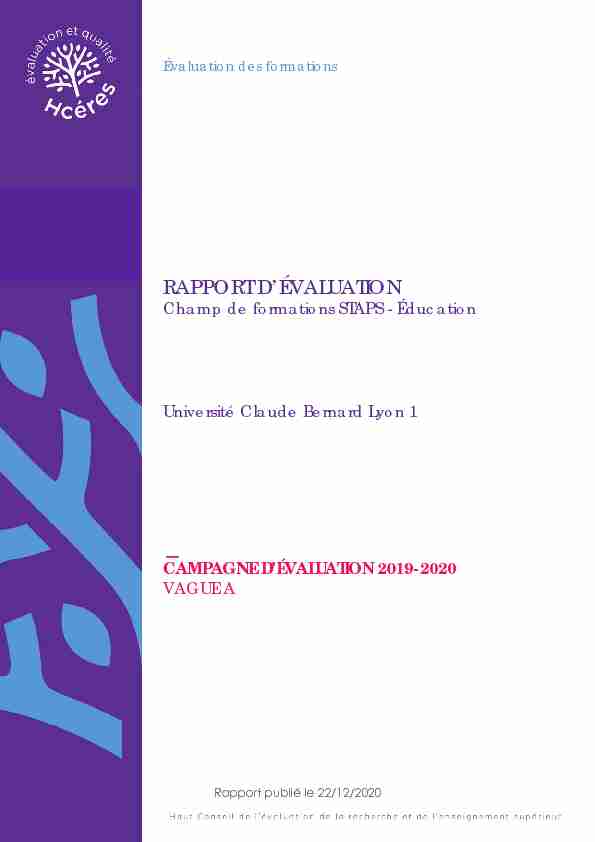 Rapport dévaluation - Université Claude Bernard Lyon 1