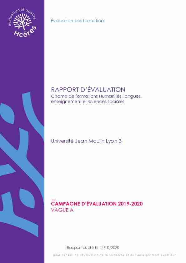 Rapport dévaluation - Université Jean Moulin Lyon 3