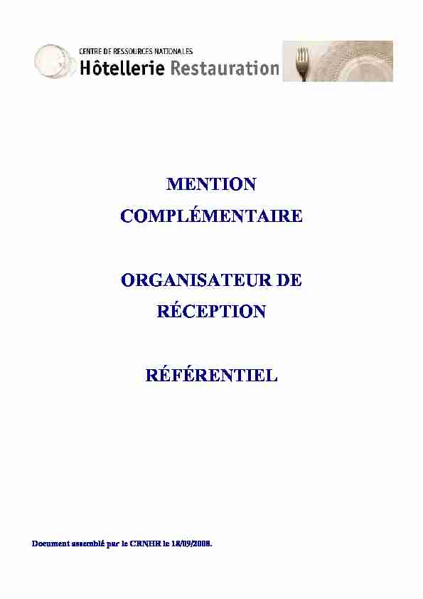 [PDF] Mention complémentaire Organisateur de réceptions - Hôtellerie