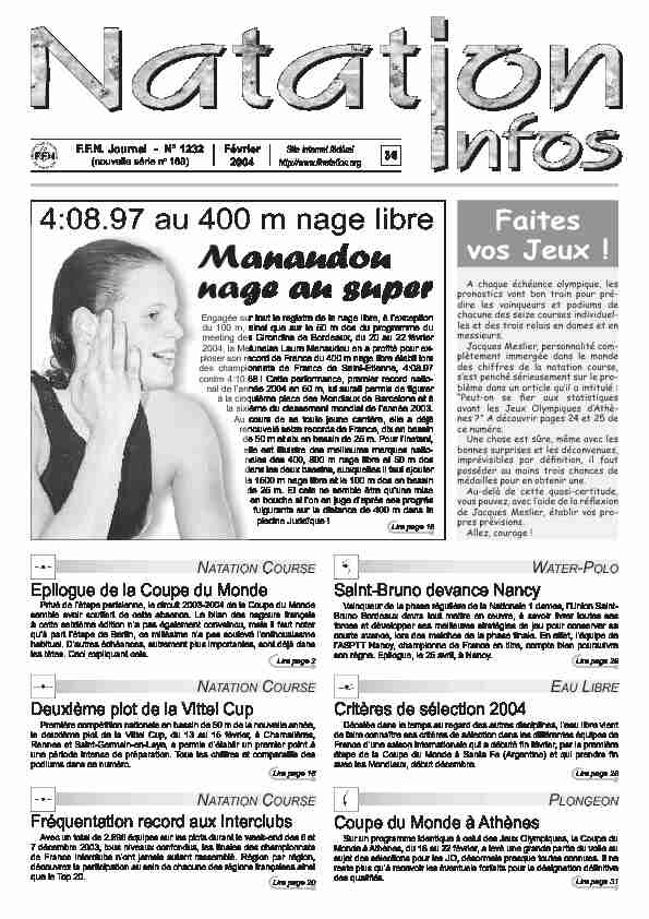 Natation Infos - 1232 - Février 2004