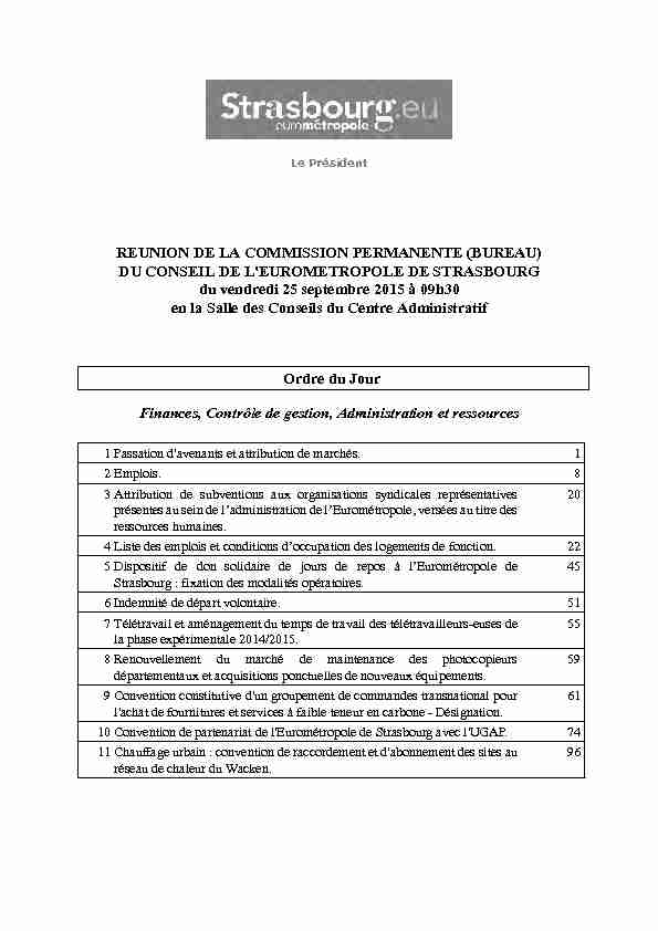 REUNION DE LA COMMISSION PERMANENTE (BUREAU) DU