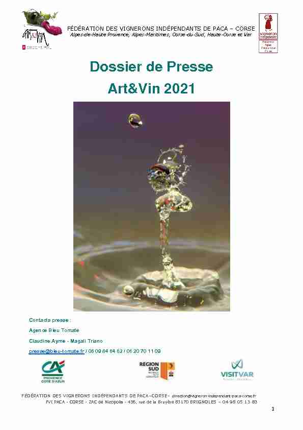 Dossier de Presse Art&Vin 2021