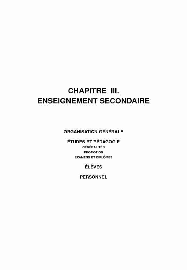 [PDF] CHAPITRE III - ENSEIGNEMENT SECONDAIRE