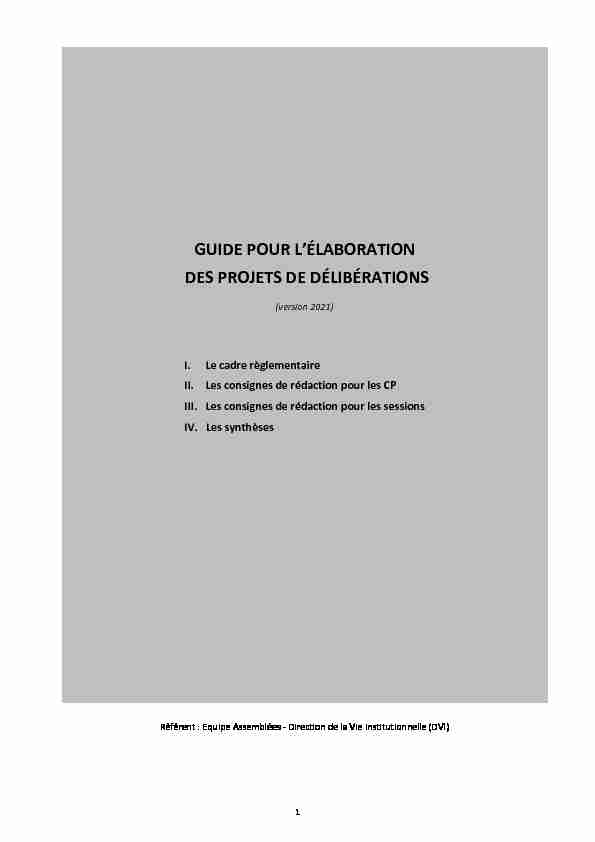 GUIDE POUR L’ÉLABORATION DES PROJETS DE DÉLIBÉRATIONS - Le64