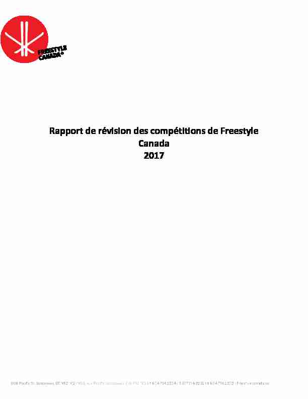 [PDF] Rapport de révision des compétitions de Freestyle Canada 2017