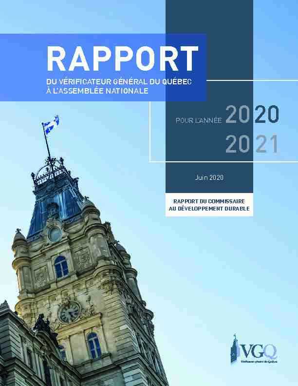 Rapport du commissaire au développement durable - Juin 2020