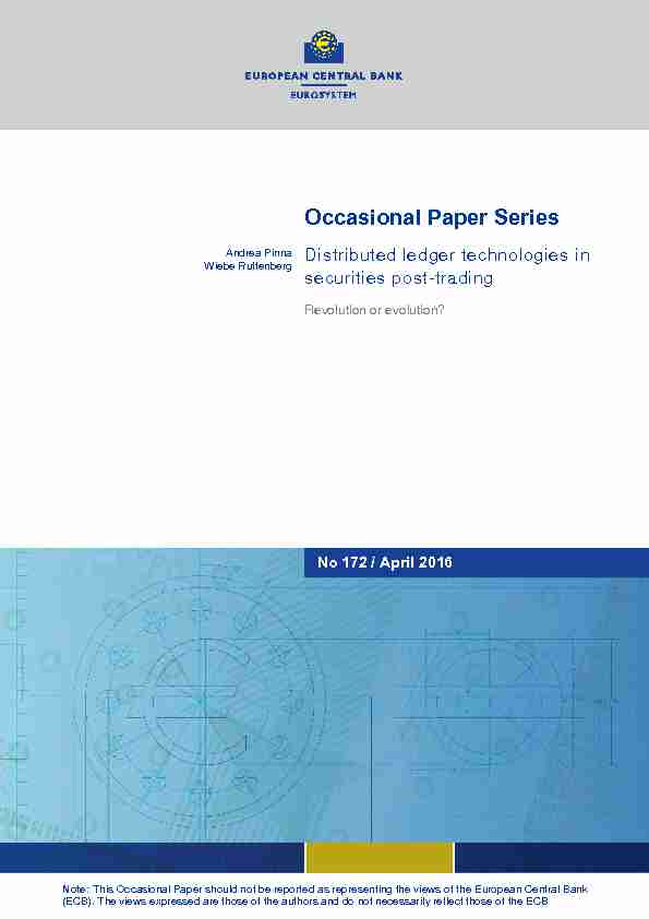 Occasional Paper Series - Distributed ledger technologies in