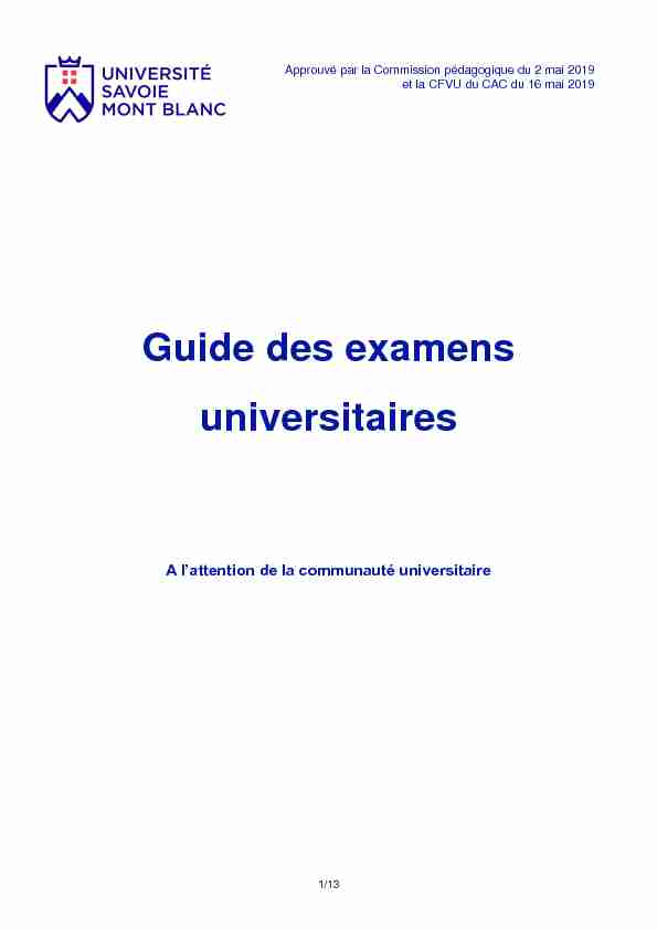 [PDF] Guide des examens universitaires