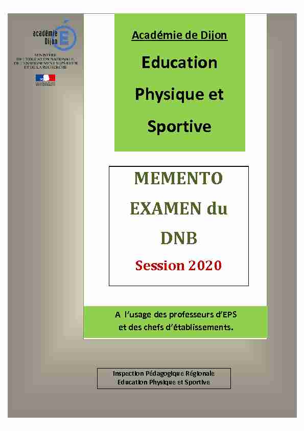 Education Physique et Sportive MEMENTO EXAMEN du DNB