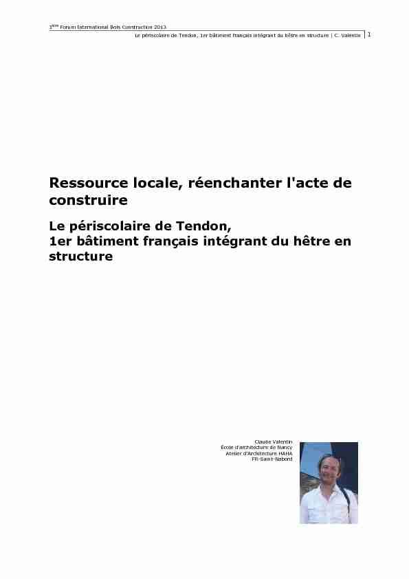 [PDF] Claude Valentin - Forum Bois Construction
