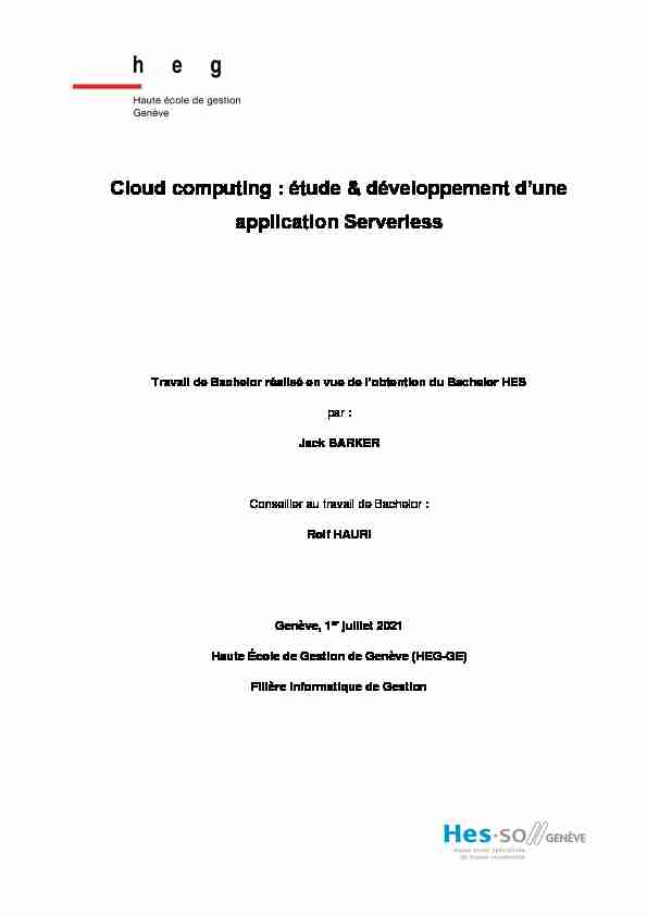 Cloud computing : étude & développement dune application