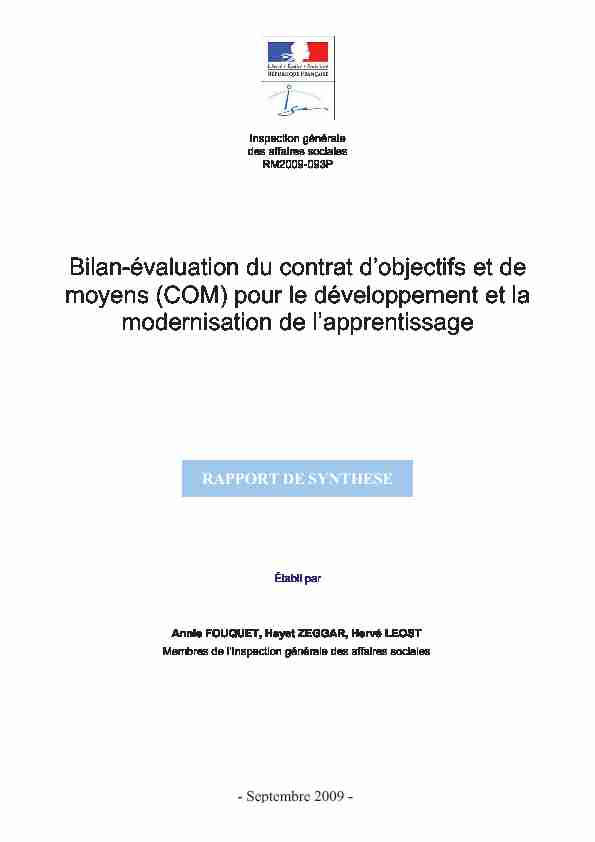 Bilan-évaluation du contrat d’objectifs et de moyens (COM
