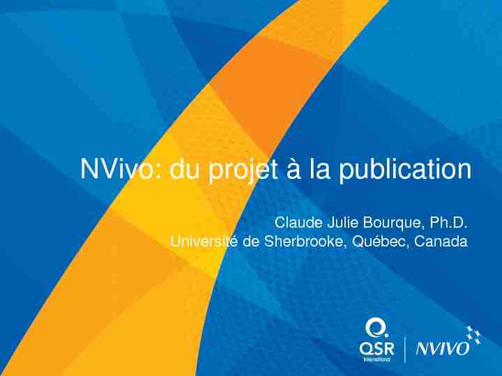 NVivo: du projet à la publication - QSR International