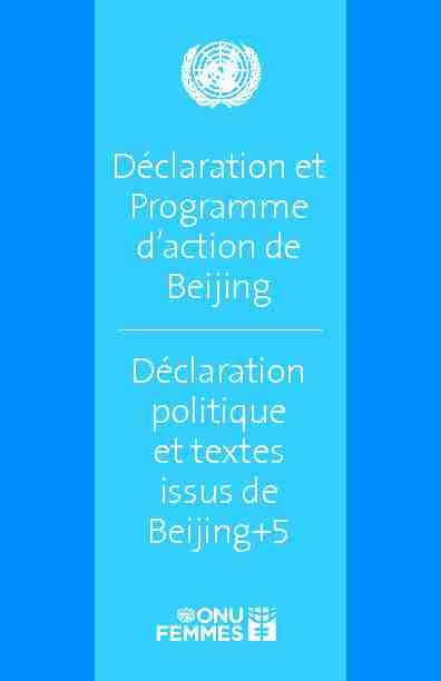 Déclaration et Programme d’action de Beijing Déclaration