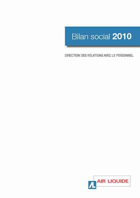 Bilan social 2010 - Air Liquide