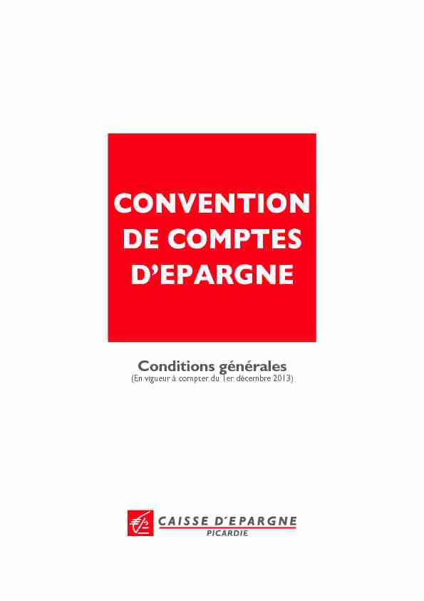 [PDF] CONVENTION DE COMPTES DEPARGNE - Caisse dépargne