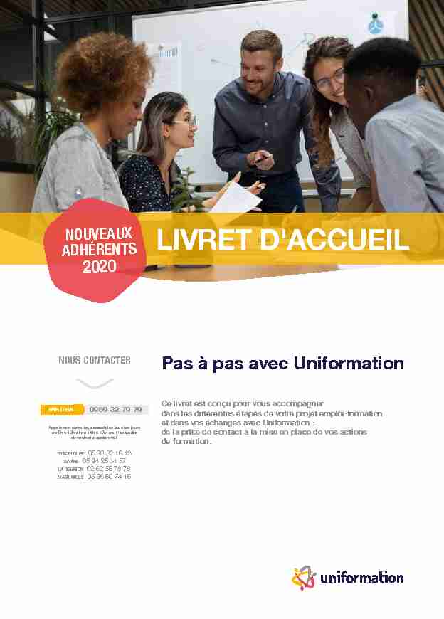 ADHÉRENTS NOUVEAUX LIVRET DACCUEIL 2020 - Uniformation