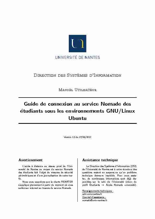 [PDF] Manuel utilisateur sous GNU/Linux - Wiki - Université de Nantes
