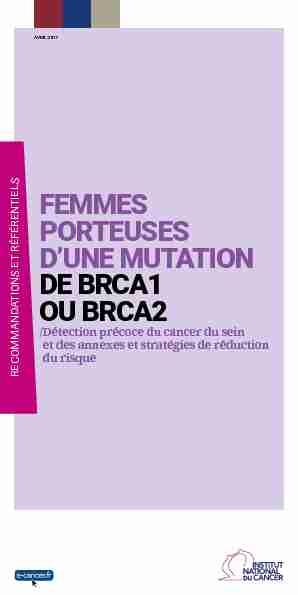 FEMMES PORTEUSES D’UNE MUTATION DE BRCA1 OU BRCA2