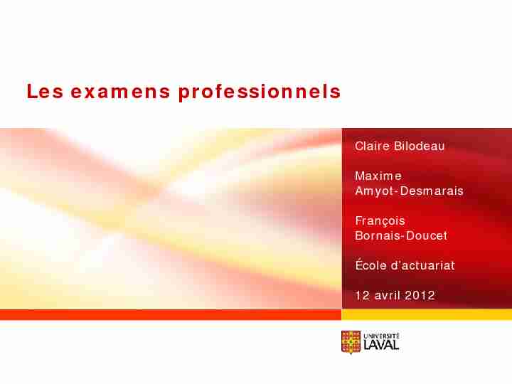 [PDF] Les examens professionnels - École dactuariat - Université Laval