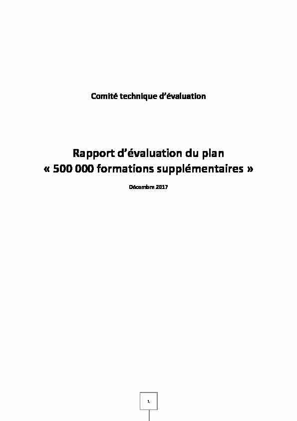[PDF] Rapport dévaluation du plan « 500 000 formations  - Dares