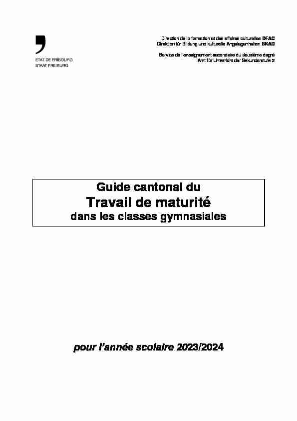 Guide cantonal du travail de maturité - Collège St-Michel
