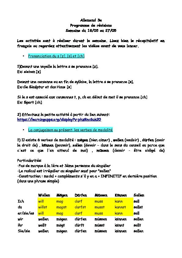 [PDF] Allemand 3e Programme de révisions Semaine du 18/05 au 27/05